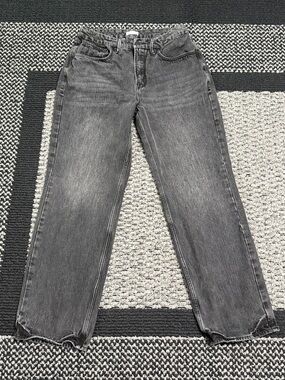 Good American Straight Leg Jeans Women’s 31 High Waist Washed Black Denim Casual